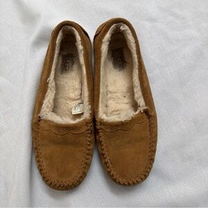 UGG Chestnut Brown Shearling Lined Moccasin Slippers